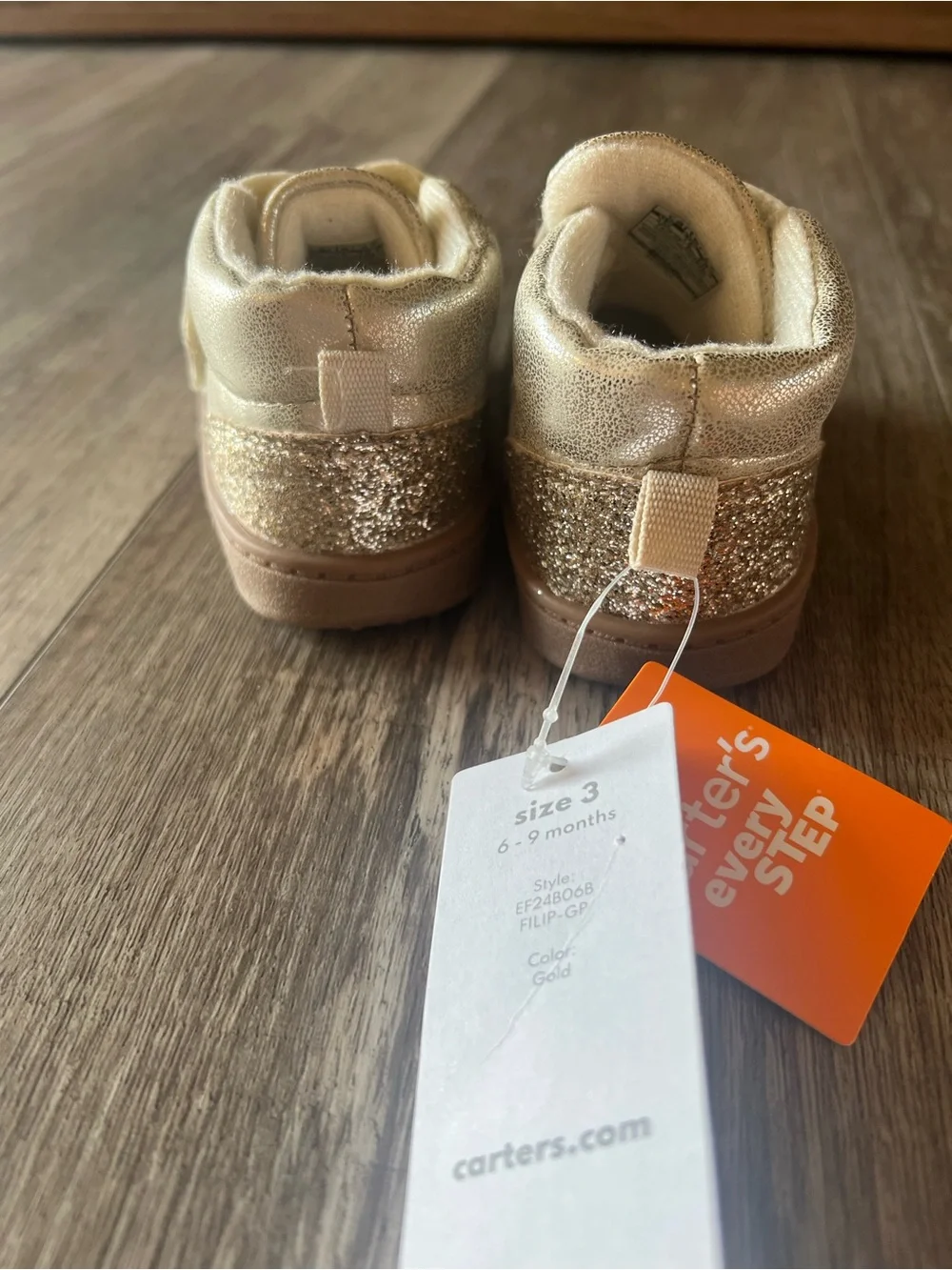 NWT Carter’s Metallic Gold High-Top Sneakers with Velcro strap